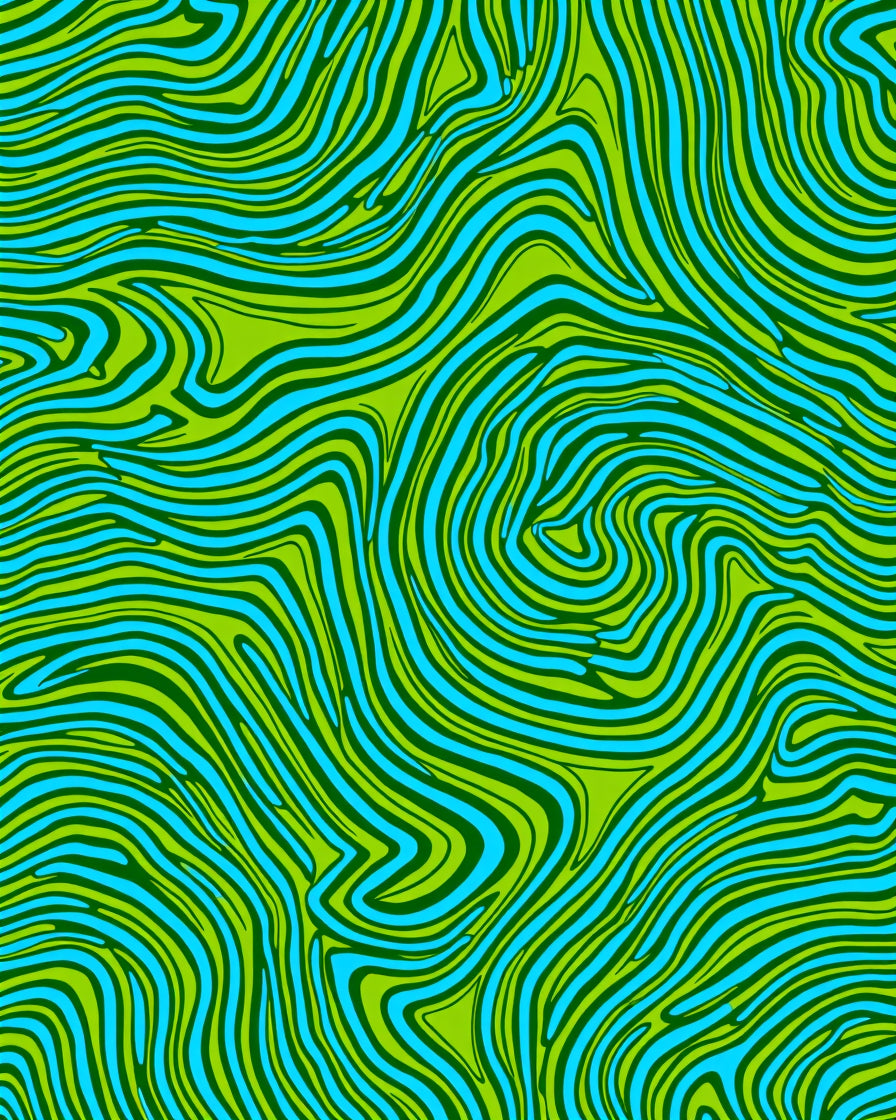 Vibrant Lime Blue Swirl Abstraction Rug
