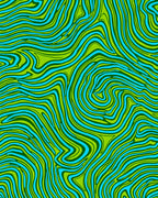 Vibrant Lime Blue Swirl Abstraction Rug