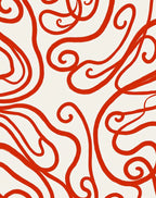 Red White Scroll Swirl Rug