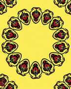 Bold Red Yellow Tribal Sunburst Rug