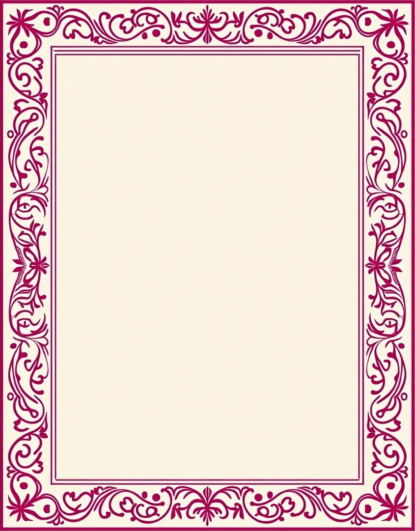 Elegant Magenta Floral Border Rug