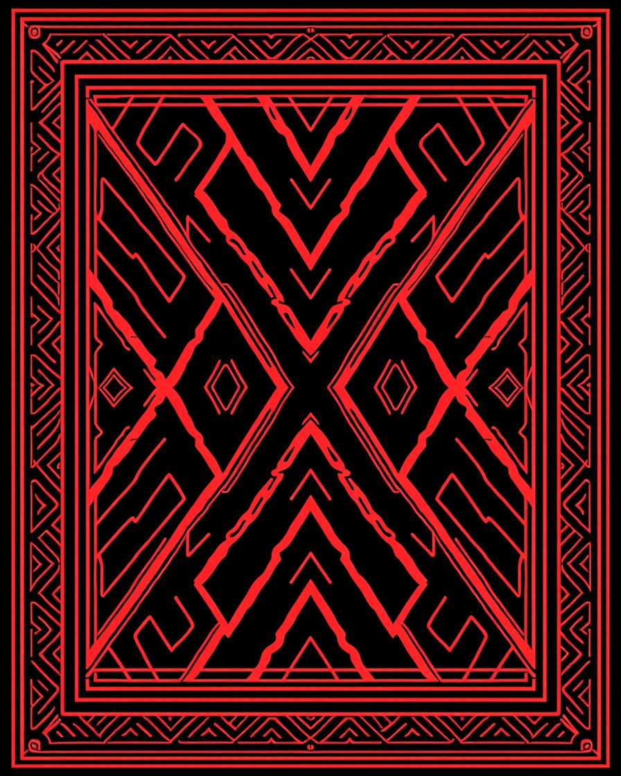 Bold Red Geometric Tribal Rug