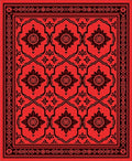 Bold Red Floral Medallion Border Rug