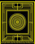 Black Yellow Geometric Concentric Circle Rug