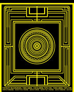 Black Yellow Geometric Concentric Circle Rug