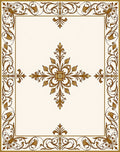 Elegant Gold Scrollwork Floral Medallion Rug
