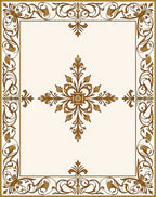 Elegant Gold Scrollwork Floral Medallion Rug