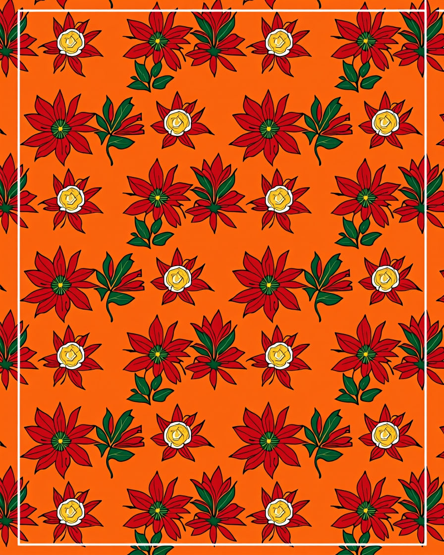 Vibrant Red Poinsettia Garden Rug