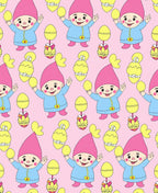 Happy Pink Elves Yellow Eggs Rug