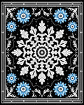 Black White Blue Snowflake Medallion Rug