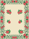 Coral Roses and Vine Border Rug