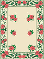 Coral Roses and Vine Border Rug