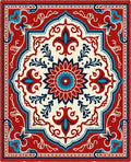 Vibrant Crimson Floral Medallion Rug