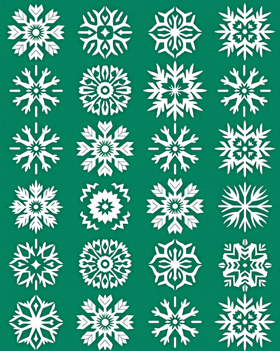 White Snowflake Collection Winter Art Rug