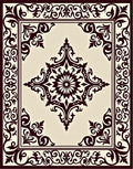 Dark Brown Floral Medallion Border Rug
