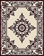 Dark Brown Floral Medallion Border Rug