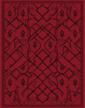 Crimson Geometric Vine Medallion Rug