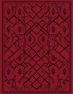 Crimson Geometric Vine Medallion Rug