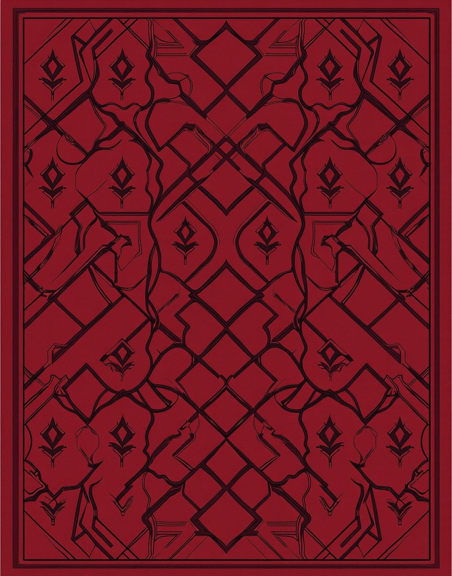 Crimson Geometric Vine Medallion Rug