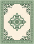 Neo-Classical Green Oval Medallion Rug