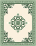 Neo-Classical Green Oval Medallion Rug