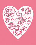 Pink Heart Floral Whimsical Art Rug