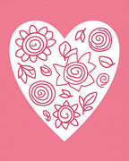 Pink Heart Floral Whimsical Art Rug