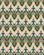 Emerald Gold And Cream Ornamental Chevron Rug