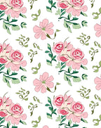 Pink Rose Bouquet Botanical Repeat Rug