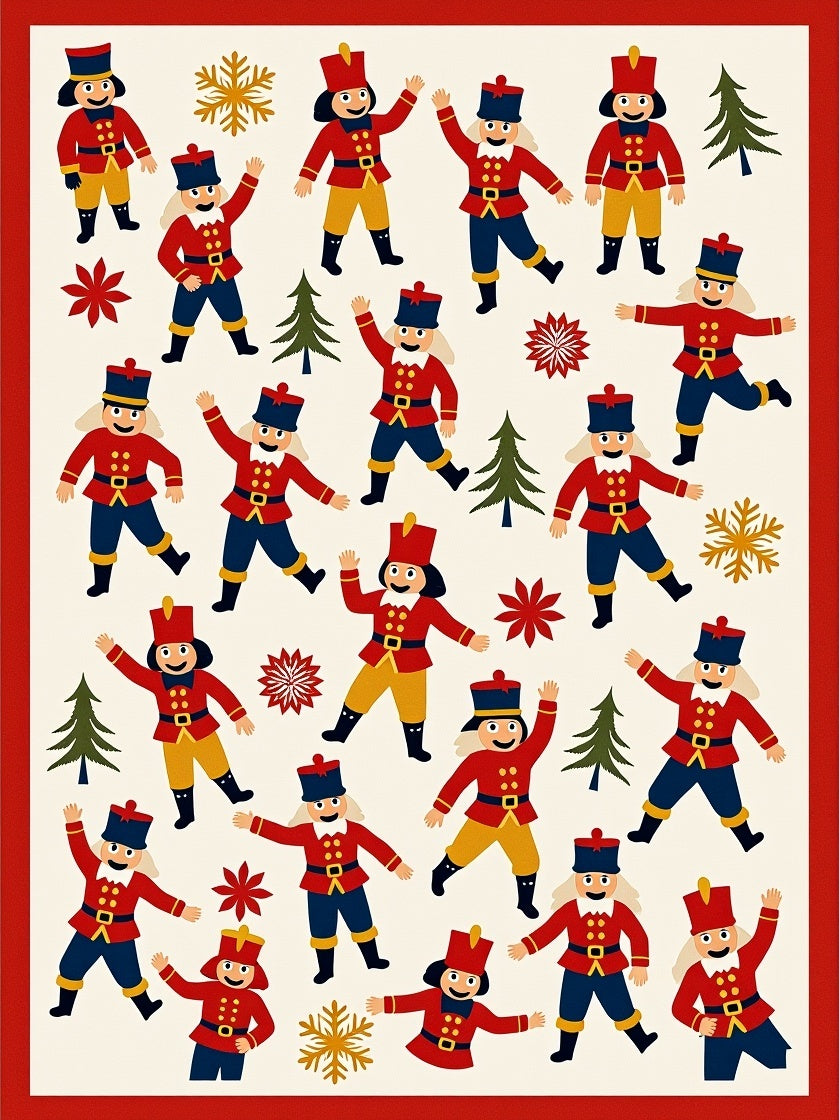 Nutcracker Soldier Red Blue Yellow Garland Rug