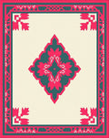 Vivid Teal Pink Geometric Medallion Rug