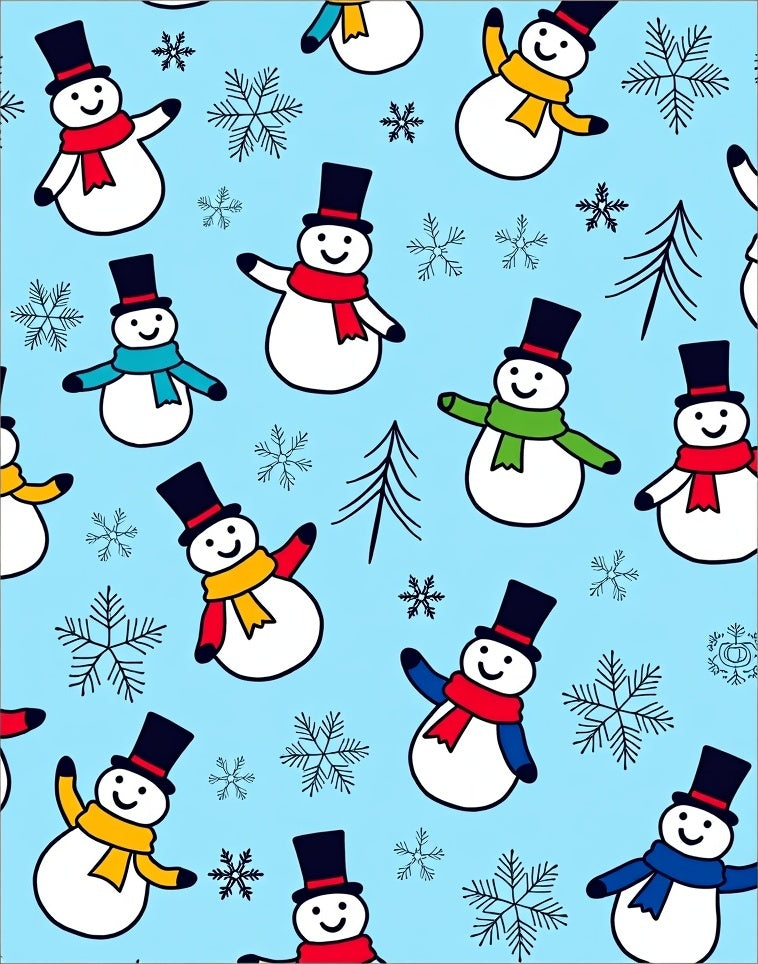 Joyful Snowman Winter Wonderland Snowflakes Rug