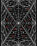 Black White Spiderweb With Red Accents Rug