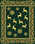 Golden Reindeer and Snowflakes Festive Border Rug