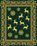 Golden Reindeer and Snowflakes Festive Border Rug