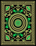 Bold Black Green Medallion Swirl Rug