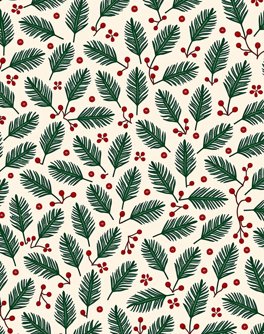 Evergreen Sprigs Red Berry Whimsy Rug