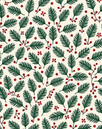 Evergreen Sprigs Red Berry Whimsy Rug