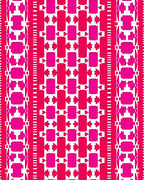 Vibrant Magenta Pink Geometric Border Rug