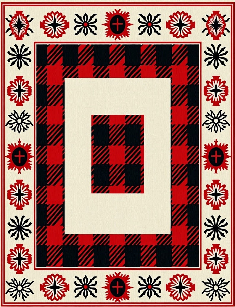 Buffalo Check Floral Border Rug