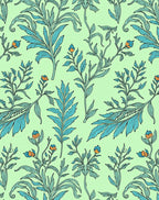 Aqua Blue Orange Blossom Floral Rug