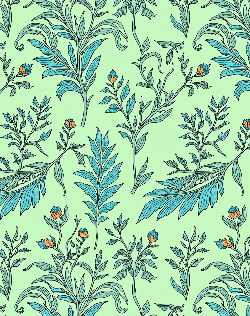Aqua Blue Orange Blossom Floral Rug