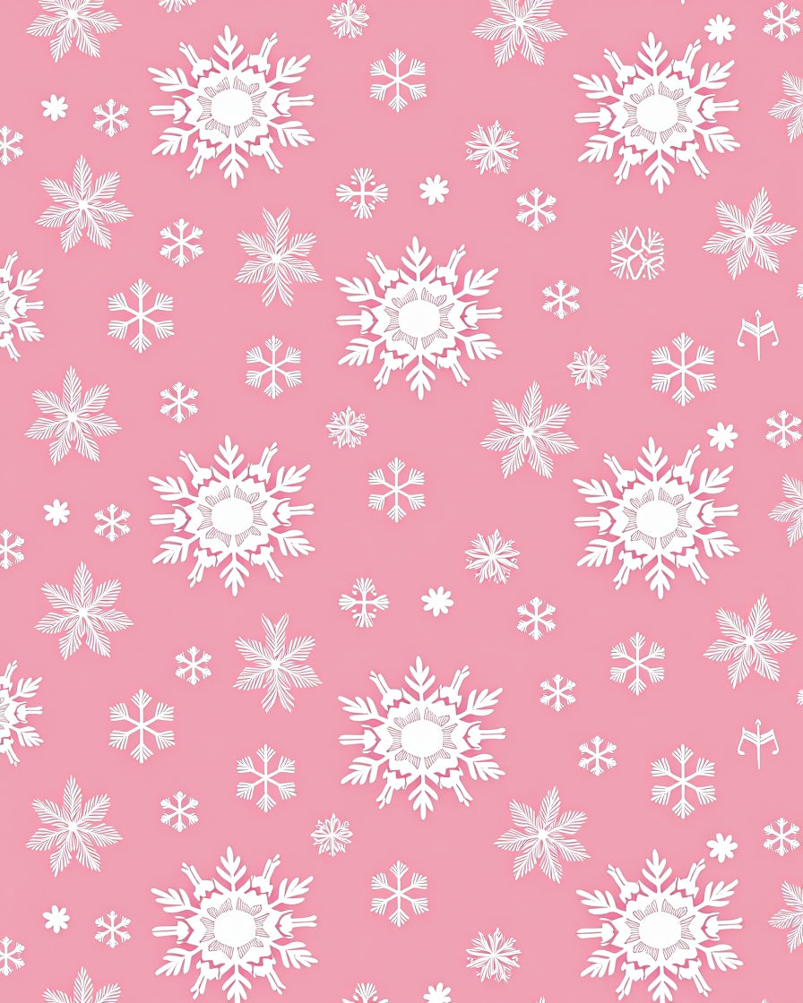Pink and White Snowflake Cluster Rug