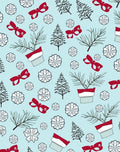 Festive Red Bow Pine Snowflakes Christmas Rug