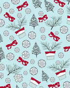 Festive Red Bow Pine Snowflakes Christmas Rug
