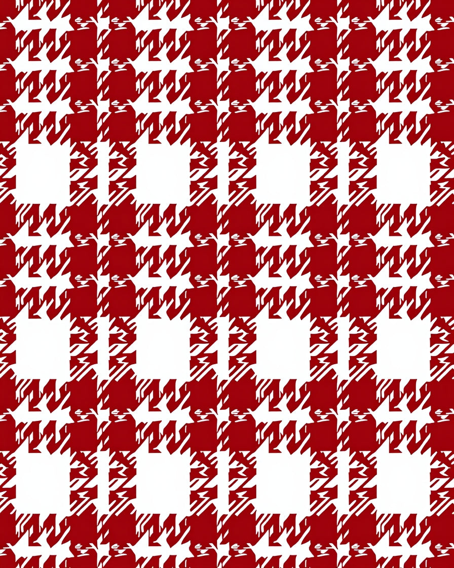 Classic Red Houndstooth Checkered Rug
