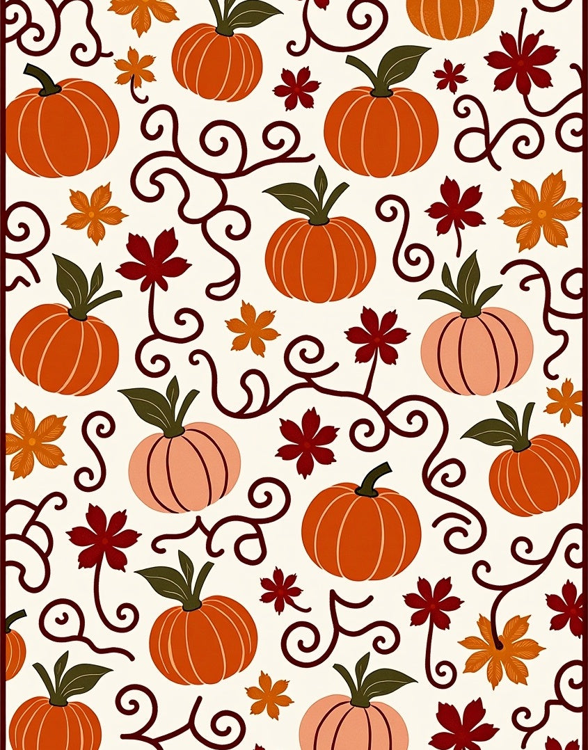 Autumn Orange Pumpkin Swirls Rug