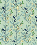 Pale Green Branch Bird Floral Rug