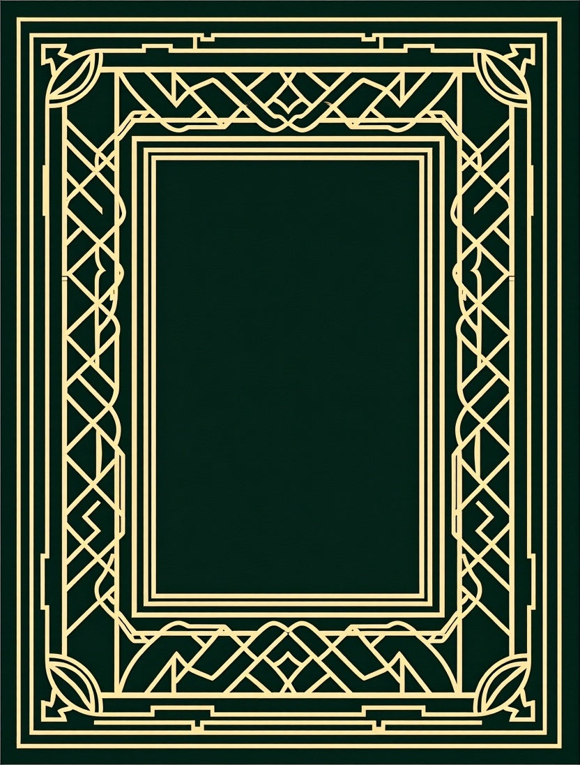 Elegant Gold Geometric Deco Frame Rug