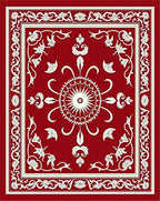 Scarlet Symmetry Bloom Border Rug